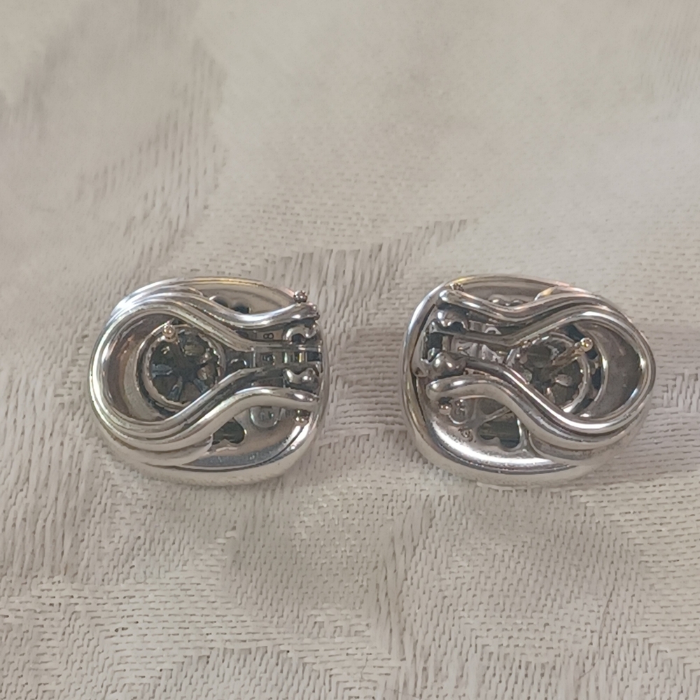 David Yurman Albion Earrings, SS & 14k, Omega Backs - Picture 5 of 12